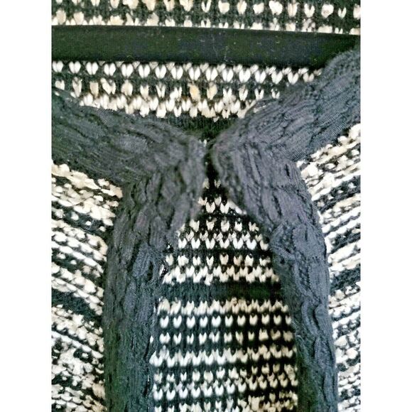 Chico's‎ Black Label Cardigan Cable Knit Size 2 (12/14 L) Blk/Wht/Gold Striped - Picture 4 of 8